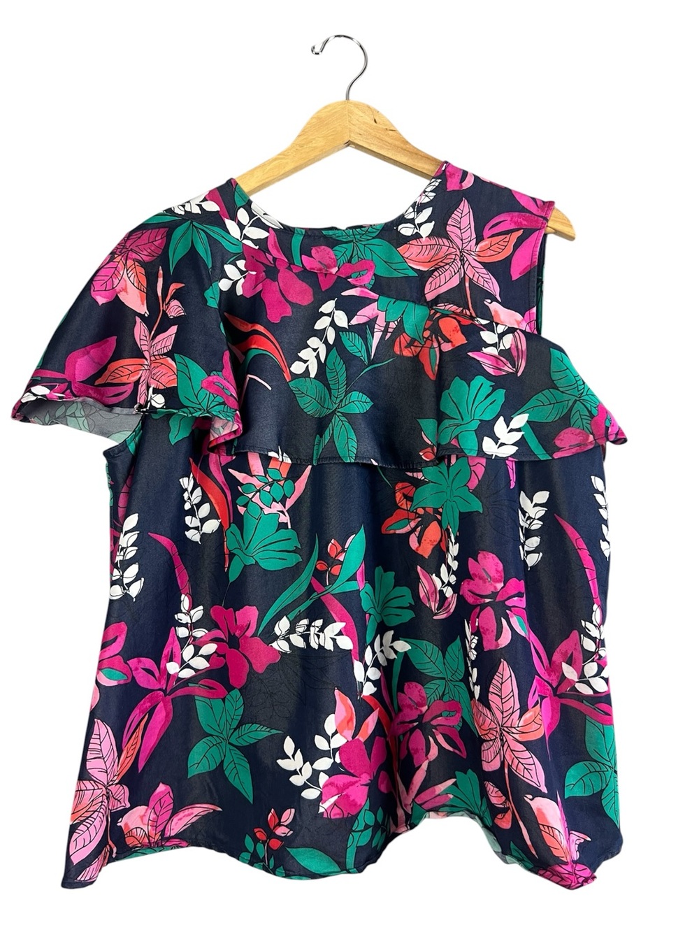 Isabel Maternity Blouse One Sleeve Ruffle Size XXL